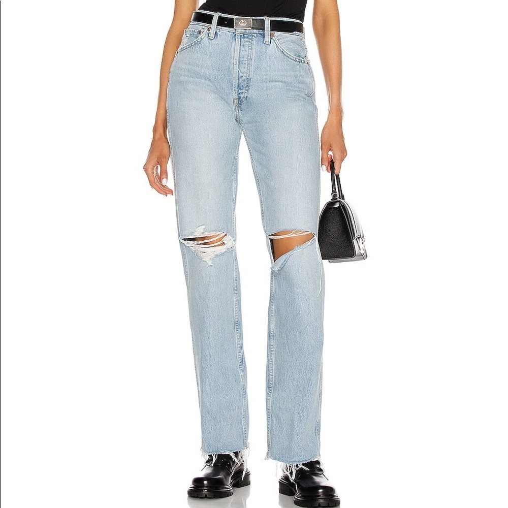 RE/DONE 90s High Rise Loose - Breezy Indigo with Rips, 23 - NWOT